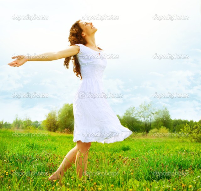 Enjoyment. Free Happy Woman Enjoying Nature. Girl Outdoor